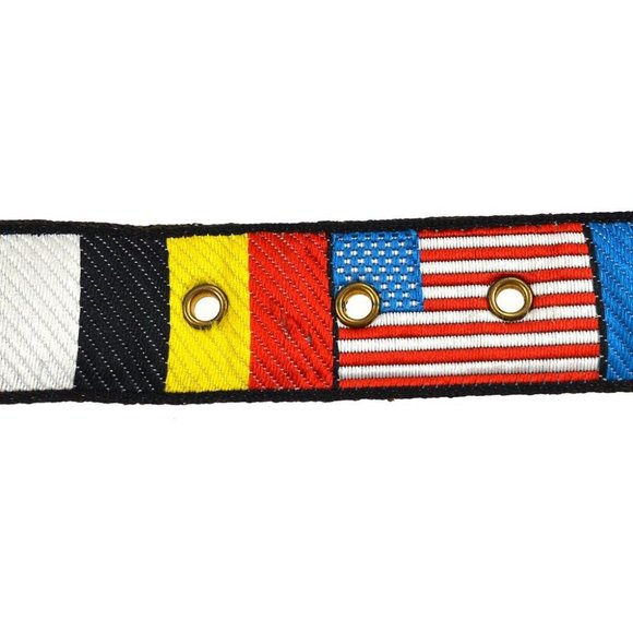 AUTH CHANEL CC Logos National Flag Buckle Belt Canvas 70/28 95C Multi Color - Picture 6 of 7